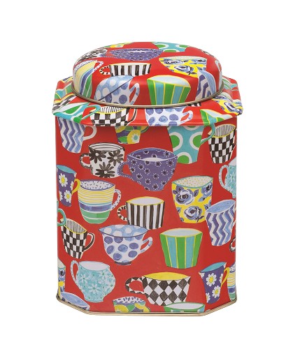 Dome Lid Wavy Caddy Red Teacups